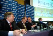 13 February 2007; Inter-county hurling managers, from left, Michael 'Babs' Keating, Tipperary, Ger Loughnane, Galway, and Gerald McCarthy, Cork, with President of the GAA Nickey Brennan, second from right, at a media conference ahead of the opening games of the 2007 Allianz National Hurling League. Berkeley Court Hotel, Dublin. Photo by Sportsfile