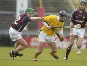 18 February 2007; Michael Herron, Antrim, in action against Fergal Healy, Galway. Allianz National Hurling League, Division 1B, Round 1, Galway v Antrim, Pearse Stadium, Galway. Picture credit: Pat Murphy / SPORTSFILE