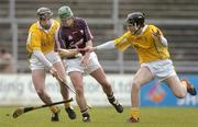 18 February 2007; Fergal Healy, Galway, in action against Ciaran Herron, left, and Brendan Herron, Antrim. Allianz National Hurling League, Division 1B, Round 1, Galway v Antrim, Pearse Stadium, Galway. Picture credit: Pat Murphy / SPORTSFILE
