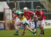 18 February 2007; Joe Bergin, Offaly, in action against Kevin Hartnett, and Kieran Murphy, right, Cork. Allianz National Hurling League, Division 1A, Round 1, Cork v Offaly, Pairc Ui Chaoimh, Cork. Picture credit: Brian Lawless / SPORTSFILE
