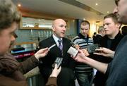 19 February 2007; Drogheda United manager Paul Doolin, under the media spotlight, at the launch of the Setanta Sports Cup 2007. Waterfront Hall, Belfast, Co. Antrim. Picture credit: Oliver McVeigh / SPORTSFILE