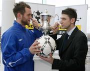19 February 2007; Alan Mannus, Linfield, left, with Paul Leeman, Glentoran, at the launch of the Setanta Sports Cup 2007. Waterfront Hall, Belfast, Co. Antrim. Picture credit: Oliver McVeigh / SPORTSFILE
