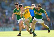 21 September 2014; Stephen McBrearty, Donegal, in action against Cormac Coffey, left and Brian Sugrue, Kerry. Electric Ireland GAA Football All Ireland Minor Championship Final, Kerry v Donegal. Croke Park, Dublin. Picture credit: Stephen McCarthy / SPORTSFILE