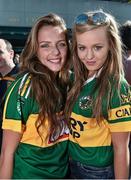 21 September 2014; Kerry supporters Sinead Clifford, left, and Eimear Kissane, both from Cahersiveen, Kerry, at the game. GAA Football All Ireland Senior Championship Final, Kerry v Donegal. Croke Park, Dublin. Picture credit: David Maher / SPORTSFILE