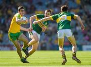 21 September 2014; Caolán McGonagle, Donegal, in action against Mark O'Connor, right and Andrew Barry, Kerry. Electric Ireland GAA Football All Ireland Minor Championship Final, Kerry v Donegal. Croke Park, Dublin. Picture credit: Ray McManus / SPORTSFILE
