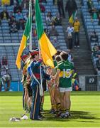 21 September 2014; Donegal and Kerry players shake hands before the start of the game. Electric Ireland GAA Football All Ireland Minor Championship Final, Kerry v Donegal. Croke Park, Dublin. Picture credit: Ray McManus / SPORTSFILE