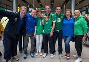 21 September 2014; Team Ireland's soccer player Ross O'Connor, from Tullamore, Co. Offaly, and a member of Tullamore Special Olympics Club, with family and friends pictured at Dublin Airport on his return from the 2014 Special Olympics European Games in Antwerp, Belgium. Dublin Airport, Dublin. Picture credit: Tomás Greally / SPORTSFILE