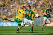 21 September 2014; Dan O'Donoghue, Kerry, in action against Lorcán Connor, Donegal. Electric Ireland GAA Football All Ireland Minor Championship Final, Kerry v Donegal. Croke Park, Dublin. Picture credit: Piaras Ó Mídheach / SPORTSFILE
