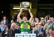 21 September 2014; Kerry captain Liam Kearney lifts the Tom Markham cup. Electric Ireland GAA Football All Ireland Minor Championship Final, Kerry v Donegal. Croke Park, Dublin. Picture credit: Ramsey Cardy / SPORTSFILE