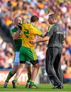 21 September 2014; Kerry's Kieran Donaghy, and member of the Kerry backroom staff Padraic Corcoran, tussle with Éamonn McGee, Donegal, during the second half. GAA Football All Ireland Senior Championship Final, Kerry v Donegal. Croke Park, Dublin. Picture credit: Stephen McCarthy / SPORTSFILE
