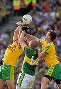 21 September 2014; Kieran Donaghy, Kerry, contests a high ball with Neil Gallagher and Éamonn McGee, Donegal. GAA Football All Ireland Senior Championship Final, Kerry v Donegal. Croke Park, Dublin. Picture credit: Ray McManus / SPORTSFILE