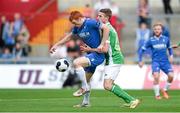 21 September 2014; Rory Gaffney, Limerick FC, in action against Michael McSweeney, Cork City. SSE Airtricity League Premier Division, Limerick FC v Cork City. Thomond Park, Limerick. Picture credit: Diarmuid Greene / SPORTSFILE