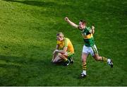21 September 2014; Declan O'Sullivan, Kerry, and Christy Toye, Donegal, react at final whistle. GAA Football All Ireland Senior Championship Final, Kerry v Donegal. Croke Park, Dublin. Picture credit: Dáire Brennan / SPORTSFILE