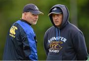 20 September 2014; Leinster strength and conditioning coach Brian Murray, left, and head coach Dan van Zyl. Under 18 Club Interprovincial, Leinster v Connacht. Naas RFC, Naas, Co. Kildare. Picture credit: Stephen McCarthy / SPORTSFILE