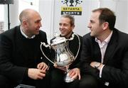 19 February 2007; St Patricks Athletic manager, John McDonnell, left, with Dungannon Swifts manager Harry Fay and Glentoran manager Paul Millar at the launch of the Setanta Sports Cup 2007. Waterfront Hall, Belfast, Co. Antrim. Picture credit: Oliver McVeigh / SPORTSFILE
