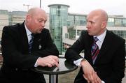 19 February 2007; Linfield manager David Jeffrey, left, and Drogheda United manager Paul Doolin at the launch of the Setanta Sports Cup 2007. Waterfront Hall, Belfast, Co. Antrim. Picture credit: Oliver McVeigh / SPORTSFILE