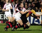 16 February 2007; Neil Best, Ulster, tackles Andrew Hall, Dragons. Magners League, Ulster v Dragons, Ravenhill Park, Belfast, Co. Antrim. Picture credit: Oliver McVeigh / SPORTSFILE