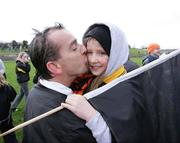 24 February 2007; Dr Crokes manager Pat O'Shea kisses his daughter Rebecca after their victory against Moorefield. AIB All-Ireland Club Football Semi-Final Replay, Moorefield v Dr Crokes, McDonagh Park, Nenagh, Co. Tipperary. Picture Credit: Kieran Clancy / SPORTSFILE
