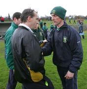 24 February 2007; Moorefield manager Seamus Dowling, right, congratulates Dr Crokes manager Pat O'Shea. AIB All-Ireland Club Football Semi-Final Replay, Moorefield v Dr Crokes, McDonagh Park, Nenagh, Co. Tipperary. Picture Credit: Kieran Clancy / SPORTSFILE