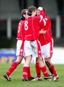 24 February 2007; Vincent Sweeney, Cliftonville, celebrates his goal with team-mates Sean Clery and Ronan Scannell. Carnegie Premier League, Cliftonville v Loughgal, Solitude, Belfast, Co Antrim. Picture Credit: Russell Pritchard / SPORTSFILE
