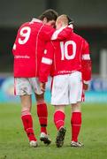 24 February 2007; Cliftonvilles' two goalscorers, Vincent Sweeney, left, and George McMullan. Carnegie Premier League, Cliftonville v Loughgal, Solitude, Belfast, Co Antrim. Picture Credit: Russell Pritchard / SPORTSFILE