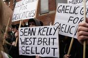 24 February 2007; Some of the placards held up at the protest by Republican Sinn Fein outside Croke Park before the Ireland v Englands Six Nations game. Croke Park, Dublin. Photo by Sportsfile *** Local Caption ***