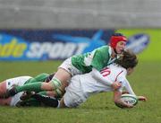 25 February 2007; Katy Mclean, England, is tackled by Eimear O'Sullivan, Ireland. Women's Six Nations Rugby, Ireland v England, Thomond Park, Limerick. Picture Credit: Kieran Clancy / SPORTSFILE