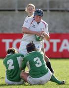 25 February 2007; Katy Storie, England, is tackled by Jess Lambert and Marie Barrett, Ireland. Women's Six Nations Rugby, Ireland v England, Thomond Park, Limerick. Picture Credit: Kieran Clancy / SPORTSFILE