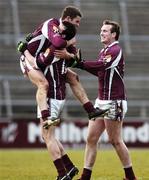 25 February 2007; Galways Niall Coleman, Joe Bergin and Barry Cullinane celebrate after victory. Allianz National Football League, Division 1B, Round 3, Galway v Armagh, Pearse Stadium, Galway. Picture Credit: Ray Ryan / SPORTSFILE