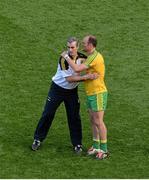 21 September 2014; Donegal manager Jim McGuinness consoles Colm McFadden after the game. GAA Football All Ireland Senior Championship Final, Kerry v Donegal. Croke Park, Dublin. Picture credit: Dáire Brennan / SPORTSFILE