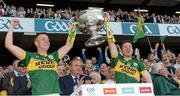 21 September 2014; Kerry joint captains Fionn Fitzgerald, left, and Kieran O'Leary lift the Sam Maguire cup. GAA Football All Ireland Senior Championship Final, Kerry v Donegal. Croke Park, Dublin. Picture credit: Ray McManus / SPORTSFILE