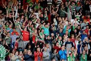 21 September 2014; Cork City supporters celebrate at the final after victory over Limerick FC. SSE Airtricity League Premier Division, Limerick FC v Cork City. Thomond Park, Limerick. Picture credit: Diarmuid Greene / SPORTSFILE