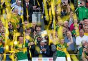 21 September 2014; Kerry joint captains Fionn Fitzgerald, left, and Kieran O'Leary lift the Sam Maguire Cup. GAA Football All Ireland Senior Championship Final, Kerry v Donegal. Croke Park, Dublin. Picture credit: Piaras Ó Mídheach / SPORTSFILE