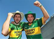 21 September 2014; Kerry supporters, David O'Mahony, left, and Kevin Orpen, both from Ardfert, Co. Kerry, on their way to the game. GAA Football All Ireland Senior Championship Final, Kerry v Donegal. Croke Park, Dublin. Picture credit: Dáire Brennan / SPORTSFILE