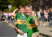 21 September 2014; Thomas Sheehy and his son Thomas, aged 6, from Tralee, Co. Kerry, on their way to the game. GAA Football All Ireland Senior Championship Final, Kerry v Donegal. Croke Park, Dublin. Picture credit: Dáire Brennan / SPORTSFILE