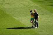 21 September 2014; Donegal mentor Mick McGrath consoles Jamie Brennan after the game. Electric Ireland GAA Football All Ireland Minor Championship Final, Kerry v Donegal. Croke Park, Dublin. Picture credit: Dáire Brennan / SPORTSFILE
