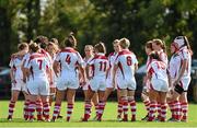 20 September 2014; The Ulster squad gather in a huddle before the game. Leinster Women’s Senior Interprovincial Campaign, Leinster v Ulster. Ashbourne RFC, Ashbourne, Co. Meath. Picture credit: Brendan Moran / SPORTSFILE