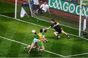 21 September 2014; Paul Geaney, Kerry, scores his side's first goal past Donegal goalkeeper Paul Durcan. GAA Football All Ireland Senior Championship Final, Kerry v Donegal. Croke Park, Dublin. Picture credit: Dáire Brennan / SPORTSFILE