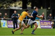 20 September 2014; Andrew McLean, St. Galls, in action against Eamon O'Reilly, Clonduff. 2014 Kilmacud Crokes FBD 7s, Páirc de Búrca, Glenalbyn, Stillorgan, Co. Dublin. Picture credit: Ramsey Cardy / SPORTSFILE