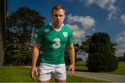 22 September 2014; Canterbury and the IRFU have today unveiled the new Ireland home and alternate playing kits will be worn for the first time during the Guinness Series when Ireland take on South Africa, Georiga and Australia.  Pictured at the launch is Ireland's Tommy Bowe.  Canterbury Ireland Jersey launch media activity, Carton House, Maynooth, Co. Dublin. Picture credit: David Maher / SPORTSFILE