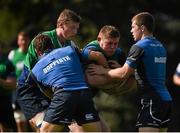 22 September 2014; Leinster's Tadhg Furlong is tackled by Gavin Thornbury, Jimmy Gopperth and Luke McGrath during squad training ahead of Friday's Guinness Pro 12, Round 4, match against Cardiff Blues. UCD, Dublin. Picture credit: Stephen McCarthy / SPORTSFILE