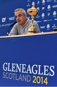 22 September 2014; Paul McGinley, European team captain, during the captains joint press conference. The 2014 Ryder Cup, Day 1. Gleneagles, Scotland. Picture credit: Matt Browne / SPORTSFILE