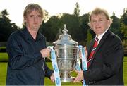 22 September 2014; Finn Harps manager Ollie Horgan, left, and St. Patricks Athletic manager Liam Buckley, after the FAI Ford Cup Semi-Final Draw. FAI Headquarters, Abbotstown. Photo by Sportsfile