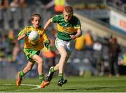 21 September 2014; John McGovern, Ballyholland PS, Down, representing Donegal, in action against Conor Raftery, St Joseph's NS, Galway, representing Kerry, during the INTO/RESPECT Exhibition GoGames. Croke Park, Dublin. Picture credit: Piaras Ó Mídheach / SPORTSFILE