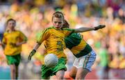 21 September 2014; Niall Dixon, St Joseph's, Antrim, representing Donegal, in action against Diarmuid O'Mahony, Lisselton NS, Kerry, representing Kerry, during the INTO/RESPECT Exhibition GoGames. Croke Park, Dublin. Picture credit: Piaras Ó Mídheach / SPORTSFILE