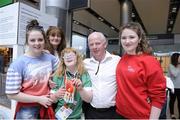 21 September 2014; Team Ireland's Jennifer McCormack, a member of the Mountbellew Tigers Special Olympics Club, Ballinasloe, Co. Galway, pictured at Dublin Airport  with her family on her return from the 2014 Special Olympics European Games in Antwerp, Belgium. Dublin Airport, Dublin. Picture credit: Tomás Greally / SPORTSFILE