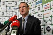 23 September 2014; Republic of Ireland manager Martin O'Neill speaks to members of the media during a Republic of Ireland press conference. FAI Headquarters, Abbotstown, Dublin. Picture credit: David Maher / SPORTSFILE