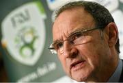 23 September 2014; Republic of Ireland manager Martin O'Neill speaking to members of the media during a Republic of Ireland press conference. FAI Headquarters, Abbotstown, Dublin. Picture credit: David Maher / SPORTSFILE
