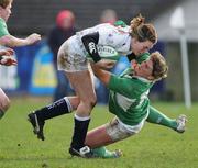 25 February 2007; Charlotte Barras, England, is tackled by Jo O'Sullivan, Ireland. Women's Six Nations Rugby, Ireland v England, Thomond Park, Limerick. Picture Credit: Kieran Clancy / SPORTSFILE