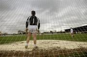 25 February 2007; Kildare goalkeeper Enda Murphy stands in a heavily saw dusted goal mouth at the start of the match. Allianz National Football League, Division 1B, Round 3, Kildare v Derry, St Conleth's Park, Newbridge, Co. Kildare. Picture Credit: Brian Lawless / SPORTSFILE